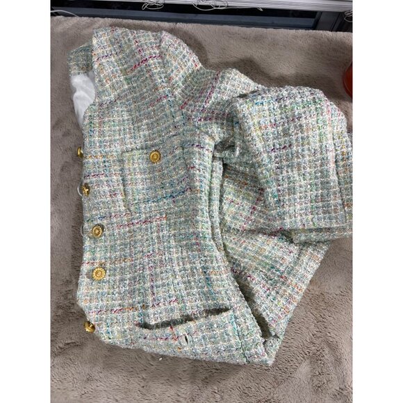 Jeannene Booher Multicolor Tweed Jacket Dress W/ Gold Buttons - Picture 9 of 10